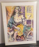Full view of framed Diane Lingenfelter painting showing composition, mat and frame