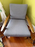 Front view of armchair showing overall design