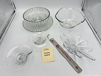 Group shot of all five clear glass bowls