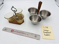 Both condiment caddies shown with ruler for scale