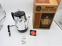 Percolator, power cord, original box and GE sticker