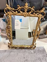 Full view showing mirror and ornate frame