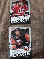 Front view of both rookie cards
