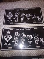 Both identical novelty plates front view showing full design