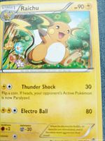 Front of Raichu card showing artwork, HP, attacks