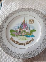 Front of plate showing castle design and rim