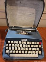 Top view of Webster XL-500 typewriter in open hard case