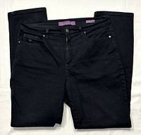 Full view of black Gloria Vanderbilt Amanda jeans front side