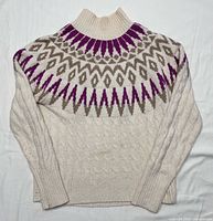 Front view of sweater showing overall design and condition