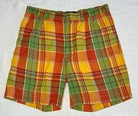 Full front view of plaid shorts