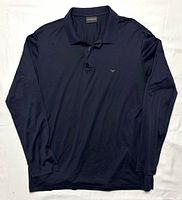 Front view of navy Emporio Armani long-sleeve pullover