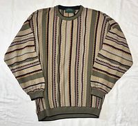 Front view of Tundra Canada 3D knit sweater laid flat