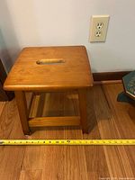 Top view rectangular natural stool with tape measure