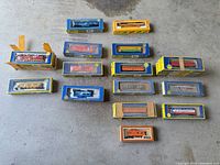 All 15 boxed cars laid out for overview