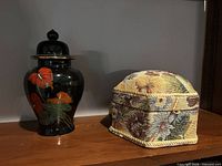 Ginger jar and closed jewelry box side by side