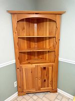 Full view of closed hutch showing shelves and doors