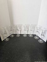 All seven cordial glasses arranged to show quantity and uniform design