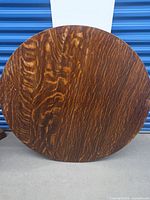 round tiger oak tabletop front