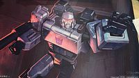 Megatron robot mode artwork on playmat with Ultra PRO mark