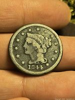 Obverse view showing Liberty head, stars, date 1844