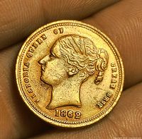 Obverse of token showing Queen Victoria bust, inscription and date 1862