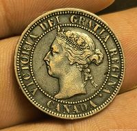 Obverse showing Queen Victoria portrait and legend VICTORIA DEI GRATIA REGINA CANADA
