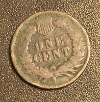 Reverse of 1905 Indian Head cent showing ONE CENT legend within wreath