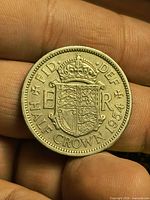 Reverse showing crowned shield, ER monogram, date