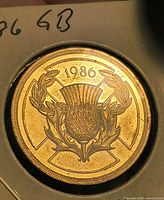Obverse showing thistle design and year 1986