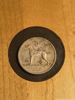 Coin reverse with dog and denomination
