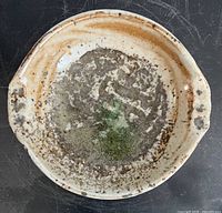 Top view of round ceramic serving dish