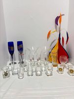 Full lot overview showing all glassware and fabric prop