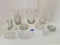 Group view of all eight glass barware pieces