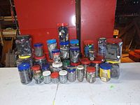 Group shot of all jars and containers on table
