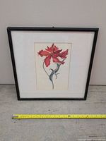 Front view of framed print with tape measure showing width