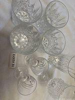 Top view of all seven crystal glasses