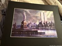 Overall view of matted NYC skyline print