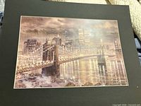 Front view of matted print showing full cityscape image and mat