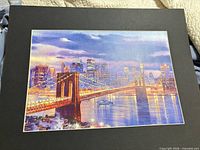 Full view of matted city skyline art print