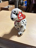 Front view of Ty Dalmatian showing spots, red collar, and Ty swing tag.