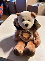tan bear with medallion