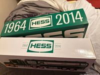 Front and top view of 2014 Hess box showing 1964-2014 anniversary text