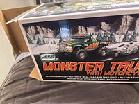 Box front showing Hess Monster Truck with Motorcycles graphics and feature list