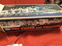 Winter-scene side panel of Hess Toy Truck and Tractor box