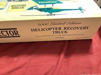 Box side panel showing 2000 Limited Edition Helicopter Recovery Truck labeling