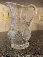 Full view of clear cut crystal pitcher