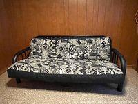 Front view of futon in sofa position, full width visible