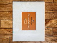 Front cover of 1972 Canada Trust Annual Report showing foxing
