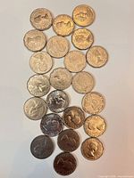 Front view of all coins showing obverses with portraits