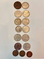 All coins arranged showing obverses and reverses